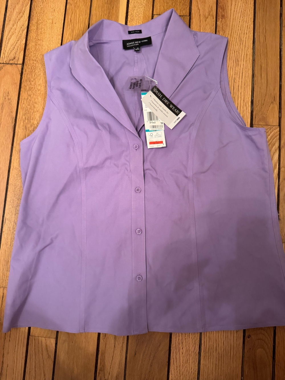 Jones New York Lavender Sleeveless Button-Down Shirt - Picture 4 of 6